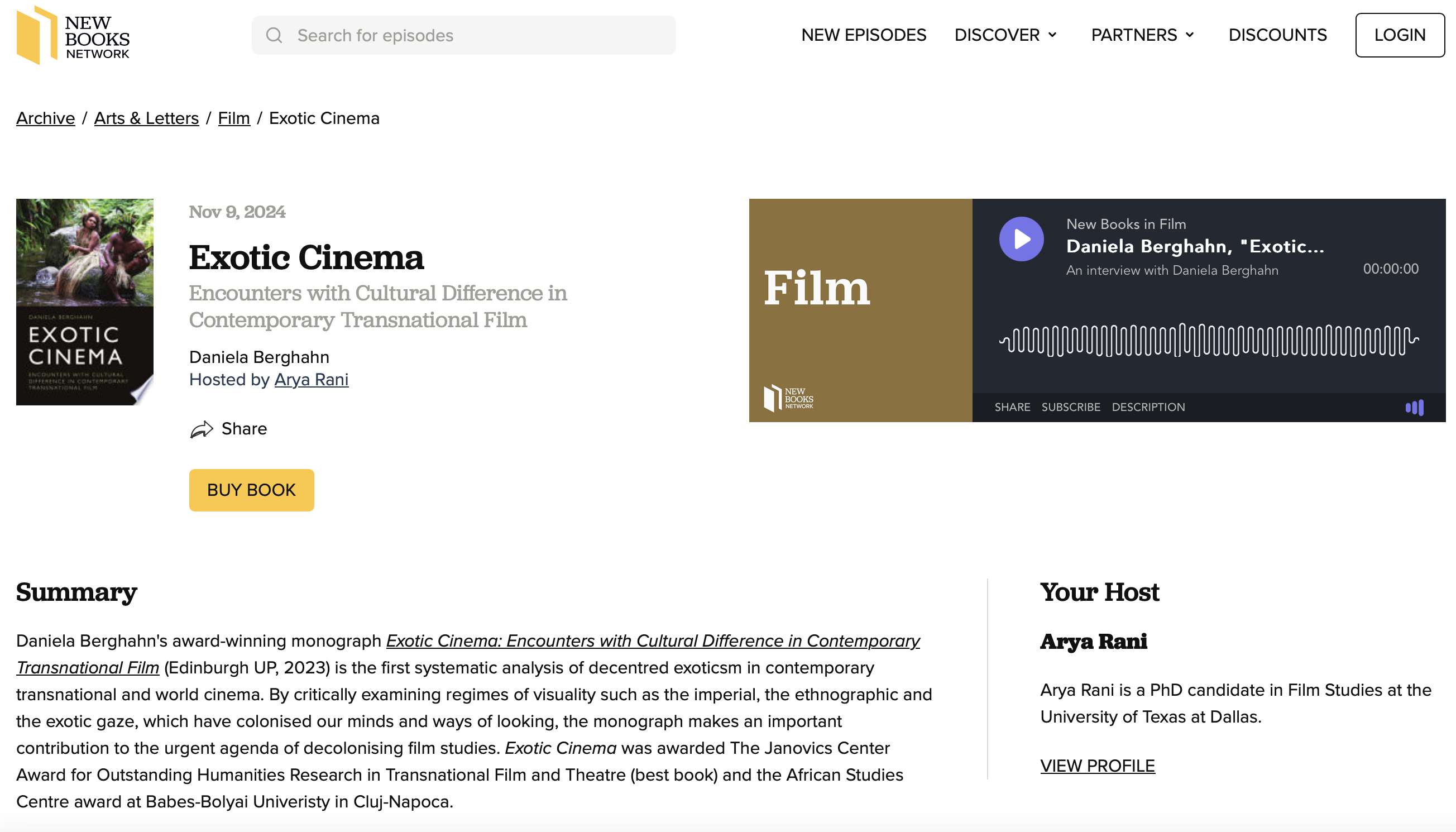 Podcast on New Books Network website about Exotic Cinema 